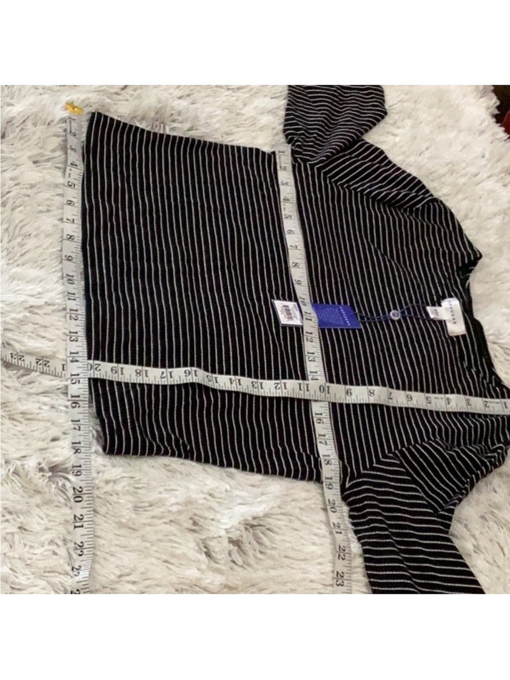 PopSugar Black & White Striped Top XXL NWT Ribbed Stretchy elbow Sleeve - Picture 11 of 11